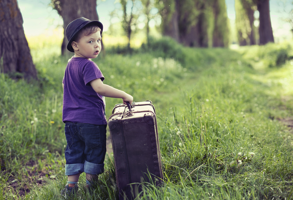 Boy leaving and looking sad