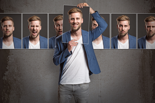 Image showing person with different emotions being honest & authentic