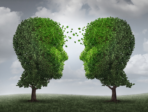 two heads face to face connecting